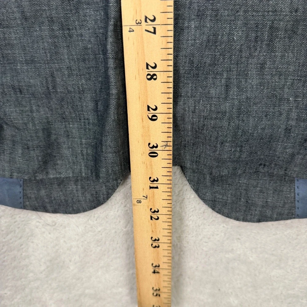 Hugo Boss Pasolini Mens 44R Slim Fit Blue Gray Linen 2 Button Blazer Sport Coat